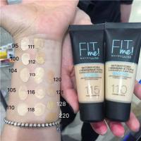 丽莎俄罗斯美宝莲FIT ME matte粉底液欧洲版哑光控油雾面油皮30ml #100瓷白色 最白色号