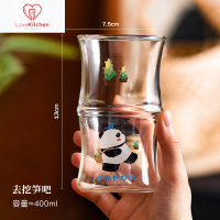 好养道 原创透明可爱大熊猫竹节玻璃杯家用创意高颜值咖啡牛奶水杯