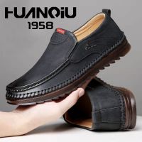 环球真软牛皮秋季新款男士休闲皮鞋软底防滑豆豆鞋韩版潮流百搭