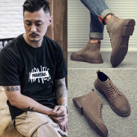 马丁靴男高帮英伦风冬季加绒男士靴子复古潮流中帮真皮休闲工装靴