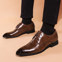 皮鞋男真皮商务正装英伦风男鞋2021年新款潮冬季内增高男士休闲鞋