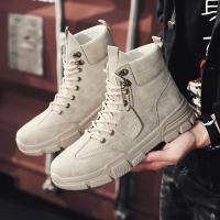 马丁靴男中帮英伦潮流百搭工装靴男士冬季加绒保暖高帮雪地靴子男