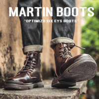 马丁靴男冬季加绒保暖高帮工装靴子英伦复古潮流中帮男士皮靴真皮