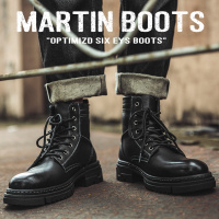 马丁靴男高帮2021新款秋季复古潮流皮靴真皮透气英伦中帮工装靴子
