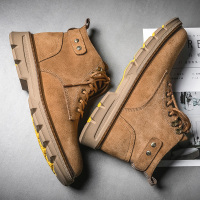 马丁靴男高帮冬季加绒保暖棉鞋英伦风沙漠靴真皮潮流中帮工装靴子