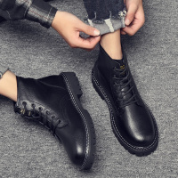 马丁靴男高帮冬季加绒保暖韩版百搭皮靴真皮英伦风潮流中帮工装靴