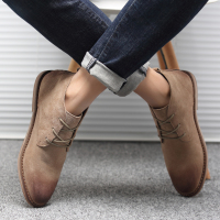 马丁靴男高帮英伦风2021新款秋季潮流休闲真皮透气中帮工装沙漠靴