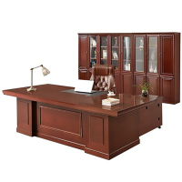 暖图家具 1.6*0.8米含拖柜简约办公台老板桌 实木贴皮油漆大班台NT-005BGZ型