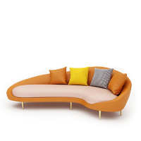 暖图家具 三人位心理咨询室沙发 办公室接待弧形沙发橙色NT-02SF型