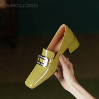 希劳艾格旗舰店粗跟单鞋女中跟方头简约深口单鞋2023年春季新款女式鞋子