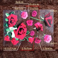 个性创意反光贴纸汽车拉花车身划痕遮挡装饰卡通图案花朵羽毛贴画 红玫瑰9朵[送蝴蝶贴]