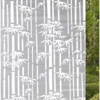 玻璃贴纸透光不透明防隐私窗户贴膜防水窗花纸浴室客厅玻璃门贴纸 深灰色 白竹子-30cm宽*2