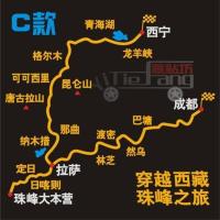 汽车地图贴纸穿越西藏越野E族长征无人区拉花 尾后窗玻璃反光车贴 珠峰之旅黄色路线