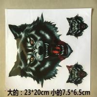 (买2送1)划痕汽车贴纸狼头反光车贴狼图腾车头盖贴引擎贴纸装饰 中号狼头单张