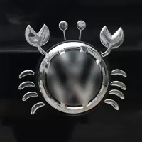 汽车贴纸螃蟹3D立体车标贴创意大众尾标马自达日文装饰个性改装贴 螃蟹立体车贴银色