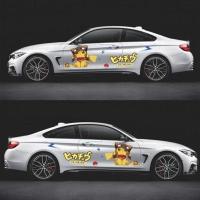 皮卡丘汽车贴纸抖音网红可爱卡通车身个性创意比划痕遮挡拉花车贴 眼镜帽子款 左+右(一套)