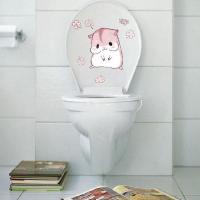 防水材质可爱个性动物搞笑浴室马桶盖贴图画卡通厕所冰箱装饰贴纸 浪漫四叶草