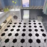 浴室卫生间地板贴防水耐磨地面贴纸厨房加厚防滑地贴PVC墙纸自粘 黑白六边形款 60厘米宽x1米长