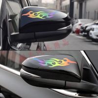 汽车贴纸遮挡划痕车贴画车身创意火焰贴纸外观车身拉花反光装饰贴 反光七彩渐变色 (后视镜)18cm一对
