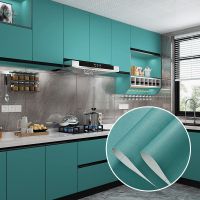 橱柜贴纸家具翻新衣柜贴膜桌面改色柜门自粘加厚烤漆厨房防油防水 玛卡龙-北欧绿60cm*3米长_