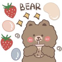 ins风卡通可爱小熊喝奶茶行李箱旅行箱拉杆箱贴纸防水 小熊喝奶茶