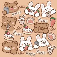 卡通可爱棕色小熊兔子贴画行李箱旅行箱拉杆箱笔记本电脑贴纸 小熊兔子