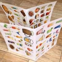 抖音同款新疆美食贴纸菜谱手账本贴纸贴合集中餐家庭手绘风diy本 饮料酒吧贴纸80枚