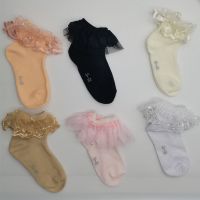女童袜子春秋款蕾丝花边拉丁舞蹈短袜女孩2岁-12岁夏季儿童公主袜 三双装(随机三种颜色) 14-16(适合3-5岁)