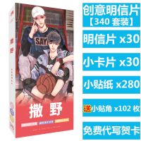 撒野周边蒋丞顾飞应援大礼包盒明信片动漫笔记本海报书签手环贴纸 明信片送照片贴角-封面随机 撒野