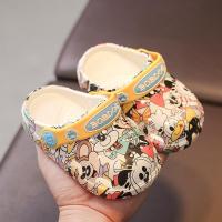 巴布豆宝宝拖鞋儿童男夏女孩幼儿软底婴儿小童防滑室内2岁3洞洞鞋 BD8026米白Q 内长12.5cm 适合10-12个月