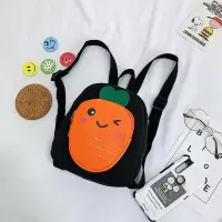 幼儿园书包3岁秋季新款帆布双肩包韩版潮可爱卡通胡萝卜男童背包5 黑色胡萝卜