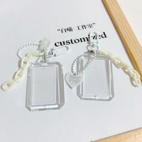 小红书同款证件照钥匙扣爱心亚克力链条追星女孩装饰包挂链挂件[11月2日发完] 白色 小熊不带照片