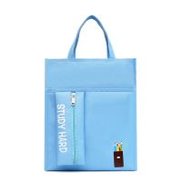 中小学生手提手拎袋课外辅导班单肩斜挎便捷双肩包轻便男女孩书 手提款-笔袋铅笔浅蓝