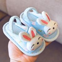 儿童布拖鞋女宝宝春秋室内冬软底幼儿家用小孩男2岁3男童居家防滑 [软底防滑]小兔兰色- 质好 内长13.5cm 适合1-