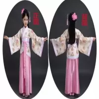 儿童古装汉服男女国学服装学生幼儿弟子规书童演出服三字经演出服 粉红色 90CM