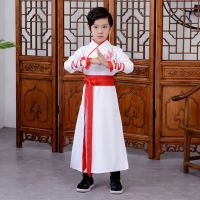 六一儿童汉服女童改良古装中国风襦裙男童小孩国学服三字经演出服 红色 100