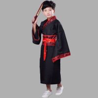 儿童汉服国学服男女学生朗诵服开学季孔子书童三字经弟子规表演服 黑色男款 110