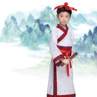 六一儿童表演服装儿童国学汉服小学生男女书童演出服弟子规三字经 国学红色男 100