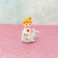 网红创意卡通鲸鱼小王子小公主烘培蛋糕装饰品摆件海豚女孩 蓝色海豚 男孩