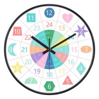 早教学习挂钟静音教育儿童房卧室家用教室客厅幼儿园学生认表认字 A037黑色 8英寸(直径20厘米)偏小不推荐