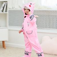 儿童雨衣套装分体幼儿园雨衣学前班学生3-8岁雨披防寒保暖春亚纺 连体粉兔S码 身高80-100