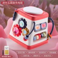 婴儿童玩具手拍鼓拍拍六面体益智6个月音乐宝宝8早教1岁9可充电10 红(五面可玩充电版)