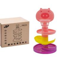 [大号]益智早教乐轨道球婴儿童玩具玩具叠叠乐1岁宝宝玩具转转 [颜色随机]篮球框款+3层+3球