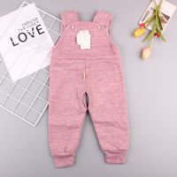 宝宝背带保暖裤夹棉护肚裤婴儿秋冬季开档裤薄棉裤0-1岁加棉衣服 加绒背带保暖裤酒红 小号建议1-6个月