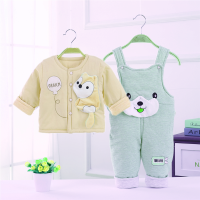 婴儿背带棉衣套装宝宝棉衣棉裤小童外穿2件套0-1岁衣服冬季新款 黄色小松鼠二件套(特价推荐) 73 1-3月