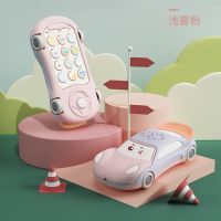 儿童手机仿真电话车玩具宝宝小汽车婴儿早教男孩女孩带音乐故事机 卡通车音乐手机(粉紫色)