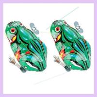 上发童玩具玩具小青蛙跳跳蛙会跑会动儿童宝宝大号小鸡铁皮条的儿 铁皮青蛙两只装