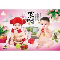 龙凤双胞胎宝宝贴画小孩画早教可爱宝宝挂图卧室床头家居装饰墙画 10522 约高70宽100cm