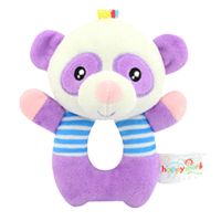 婴儿手摇铃0-1岁毛绒布艺响铃新生儿幼儿抓握安抚玩具动物造型 O型熊猫