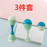 婴儿摇铃玩具0-1岁可啃咬新生儿早教小沙锤宝宝抓握训练打击乐器 可温水冲洗/彩随机色 马卡龙色音符沙锤套餐3